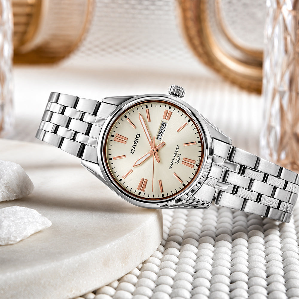 Casio Enticer Cream Dial Woman's Watch LTP-1335D-9AVDF