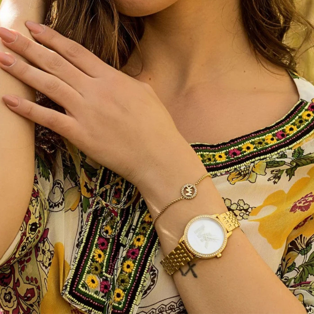 Michael Kors Melissa White Dial Gold Tone Ladies Watch | MK1051