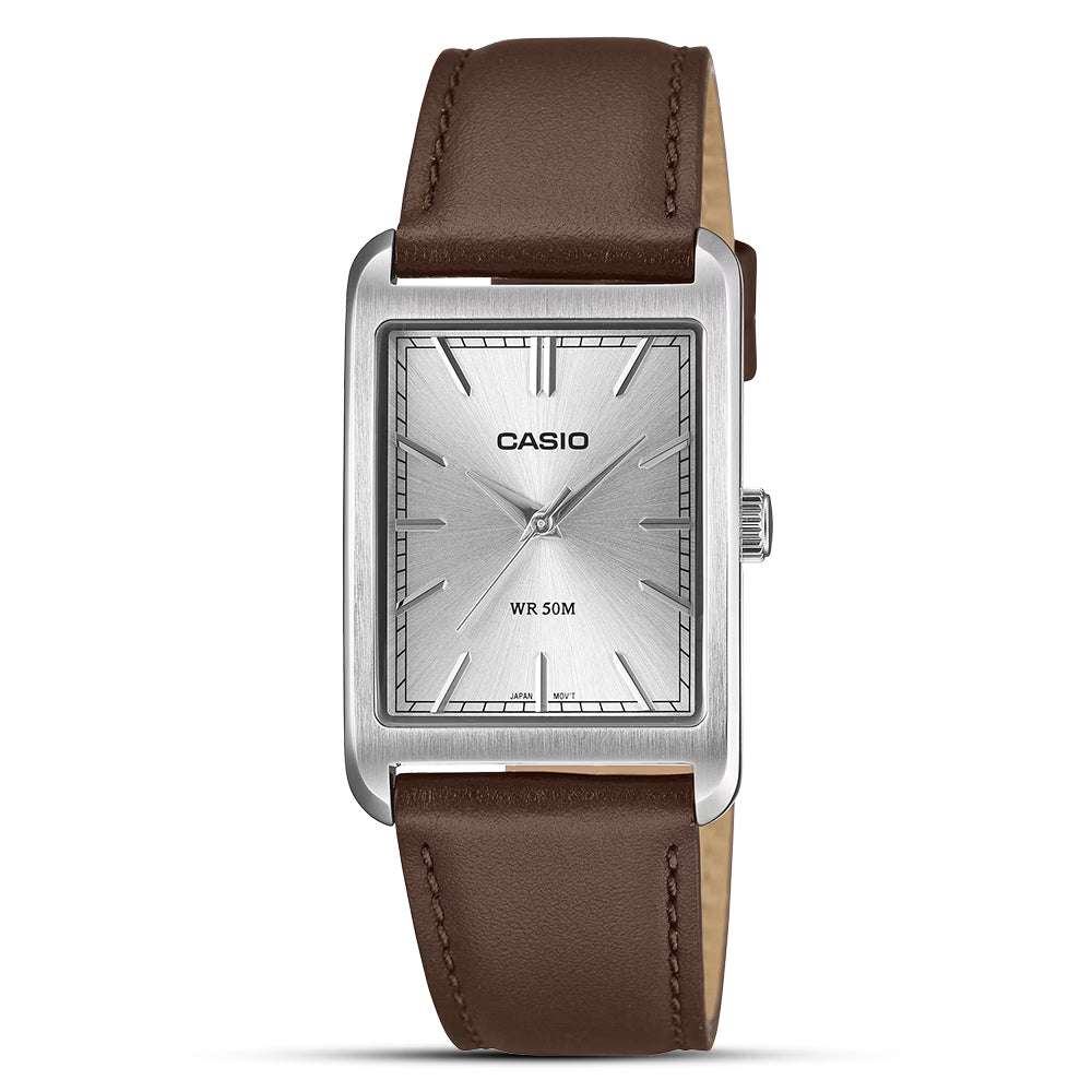 CASIO RECTANGLE SILVER DIAL MEN'S WATCH MTP-B215L-7AVDF