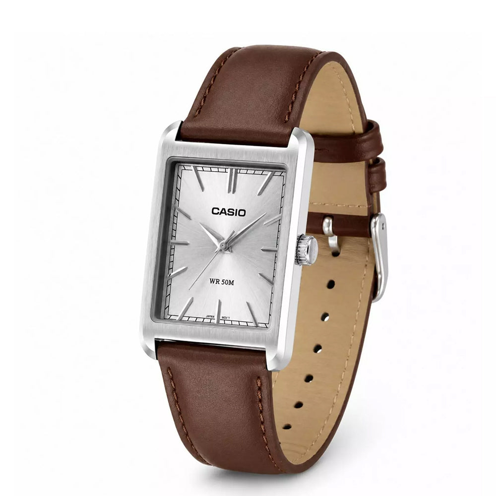CASIO RECTANGLE SILVER DIAL MEN'S WATCH MTP-B215L-7AVDF