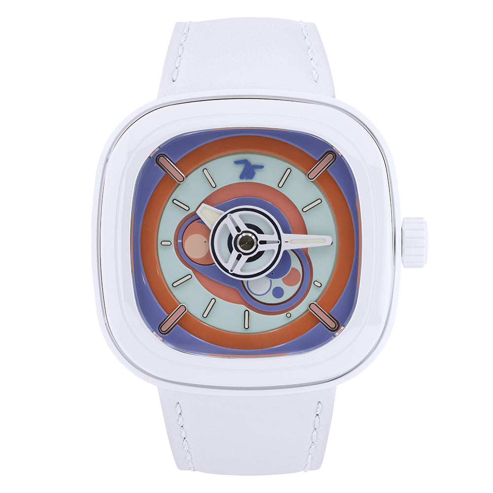 SEVENFRIDAY P-SERIES "BUBBLE GUM" WHITE AUTOMATIC WATCH P1C/06