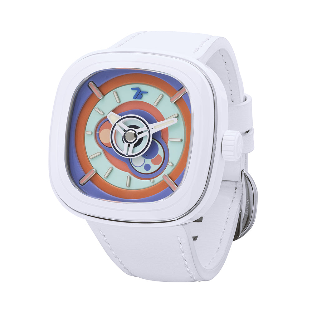 SEVENFRIDAY P-SERIES "BUBBLE GUM" WHITE AUTOMATIC WATCH P1C/06