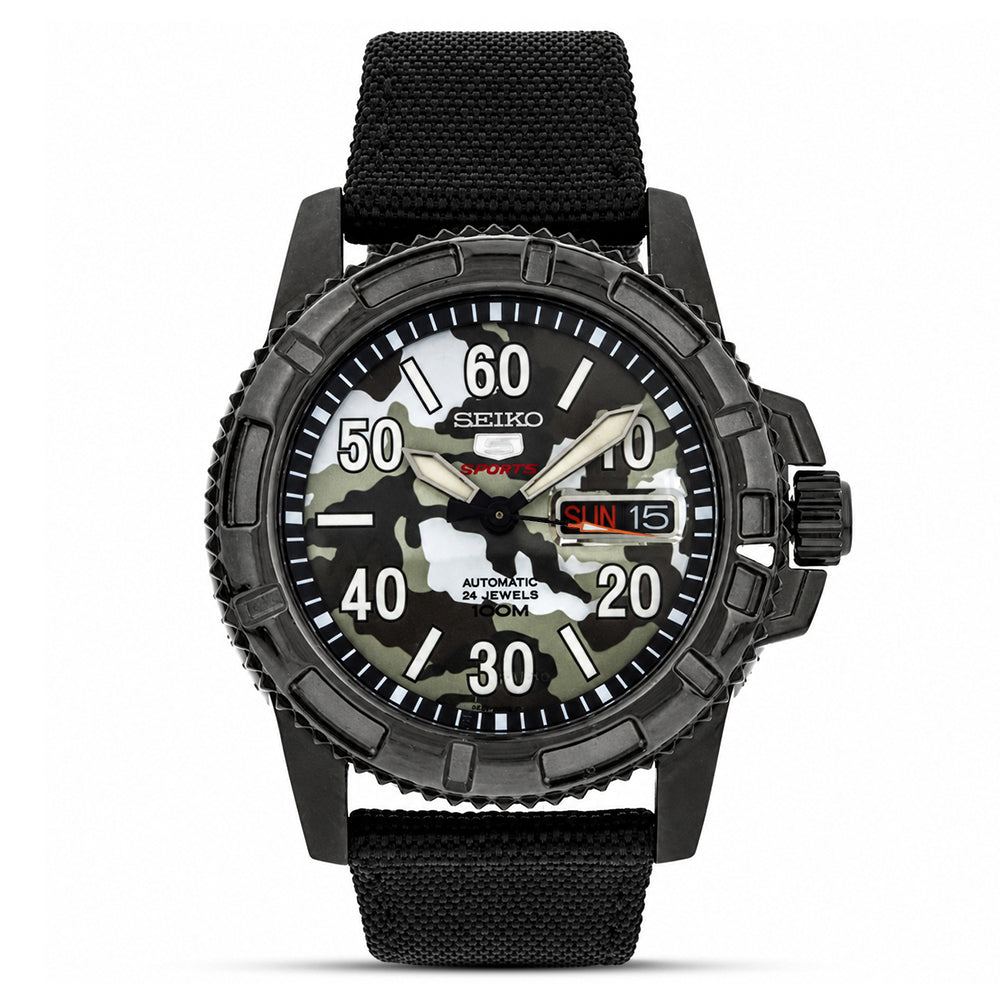Seiko 5 Sports Automatic Black Camouflage Dial Men's Watch SRP225K2