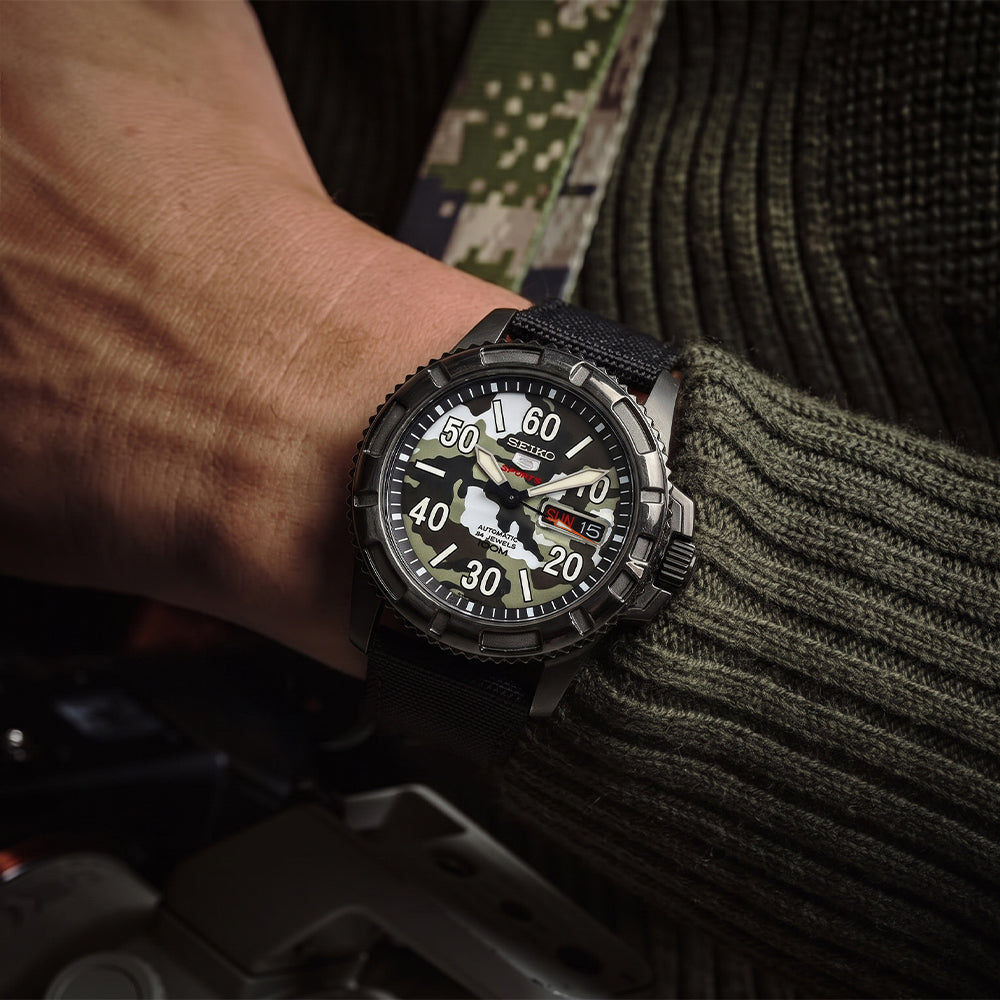 Seiko 5 Sports Automatic Black Camouflage Dial Men's Watch SRP225K2