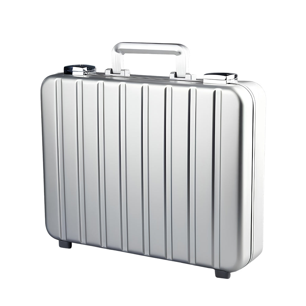 ZEYRON 18 Slots Premium Silver Watch Case with Handle-Stylish & Secure Storage