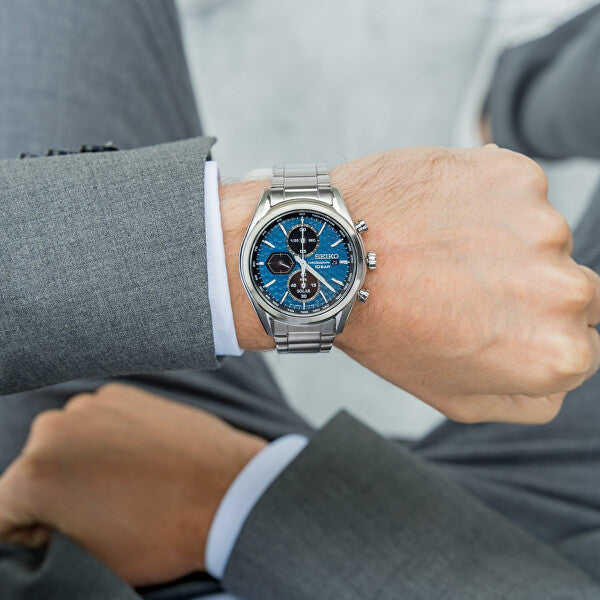 SEIKO Macchina Sportiva Blue Dial Solar Men's Chronograph | SSC801P1