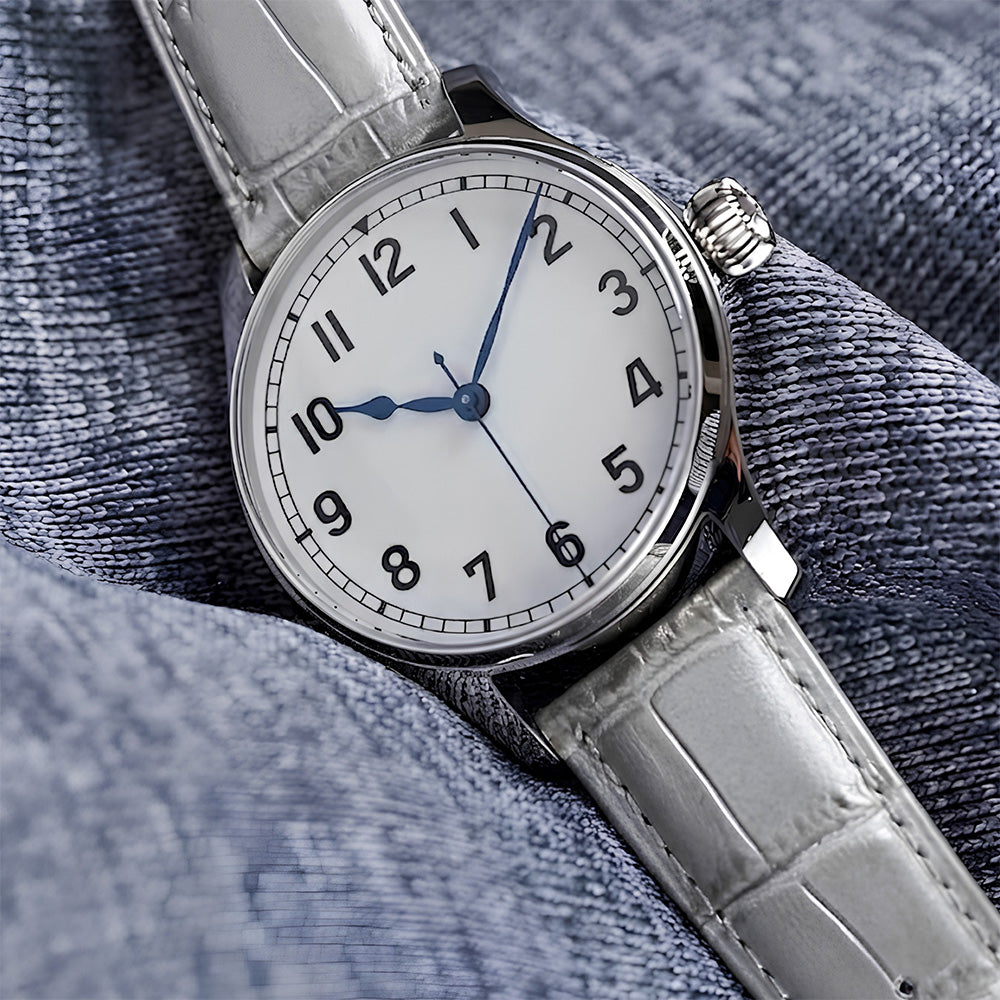 Cavern 22mm Grey Crocodile Textured Genuine Leather Strap