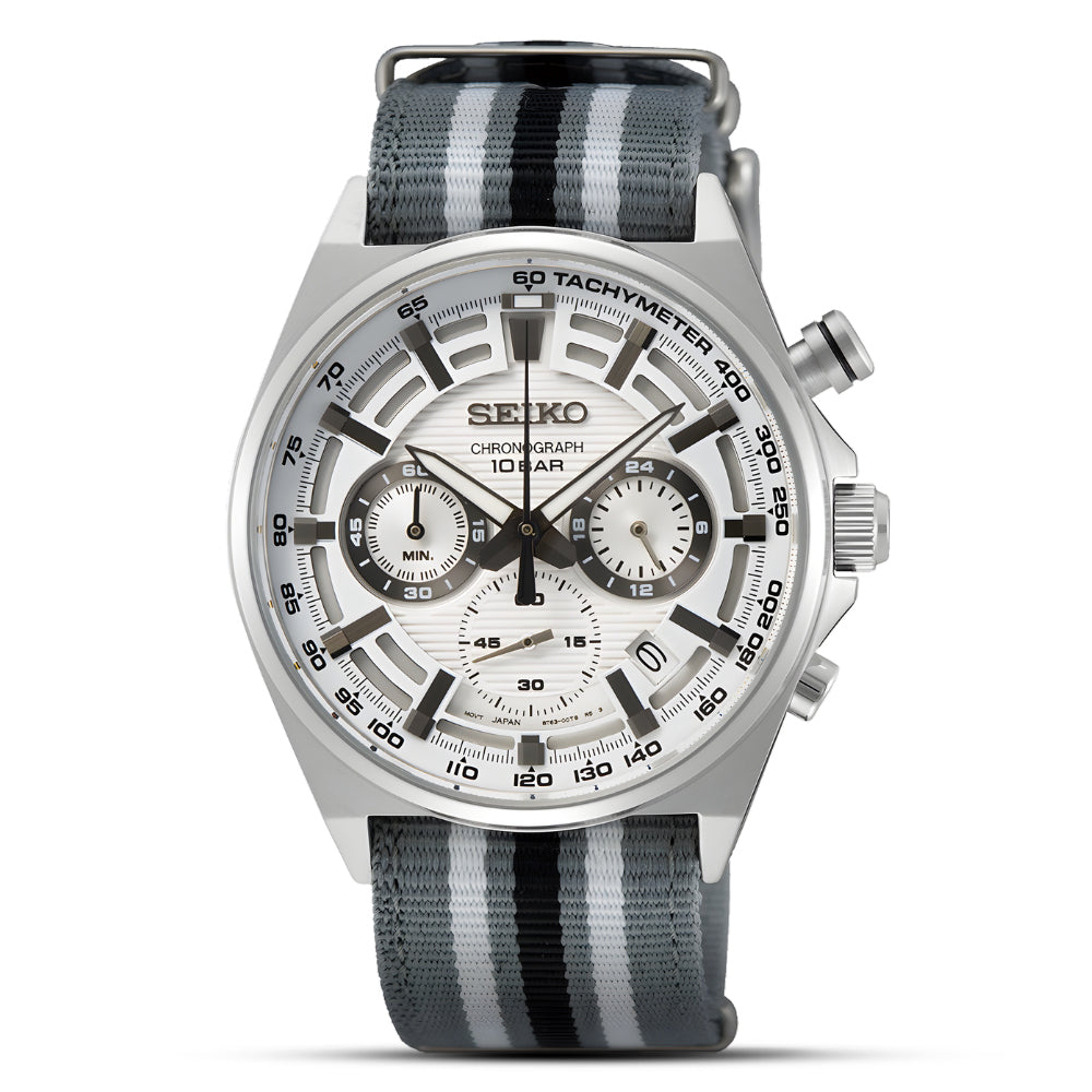 SEIKO Sports White-Nylon Strap Men's Watch | SSB401P1