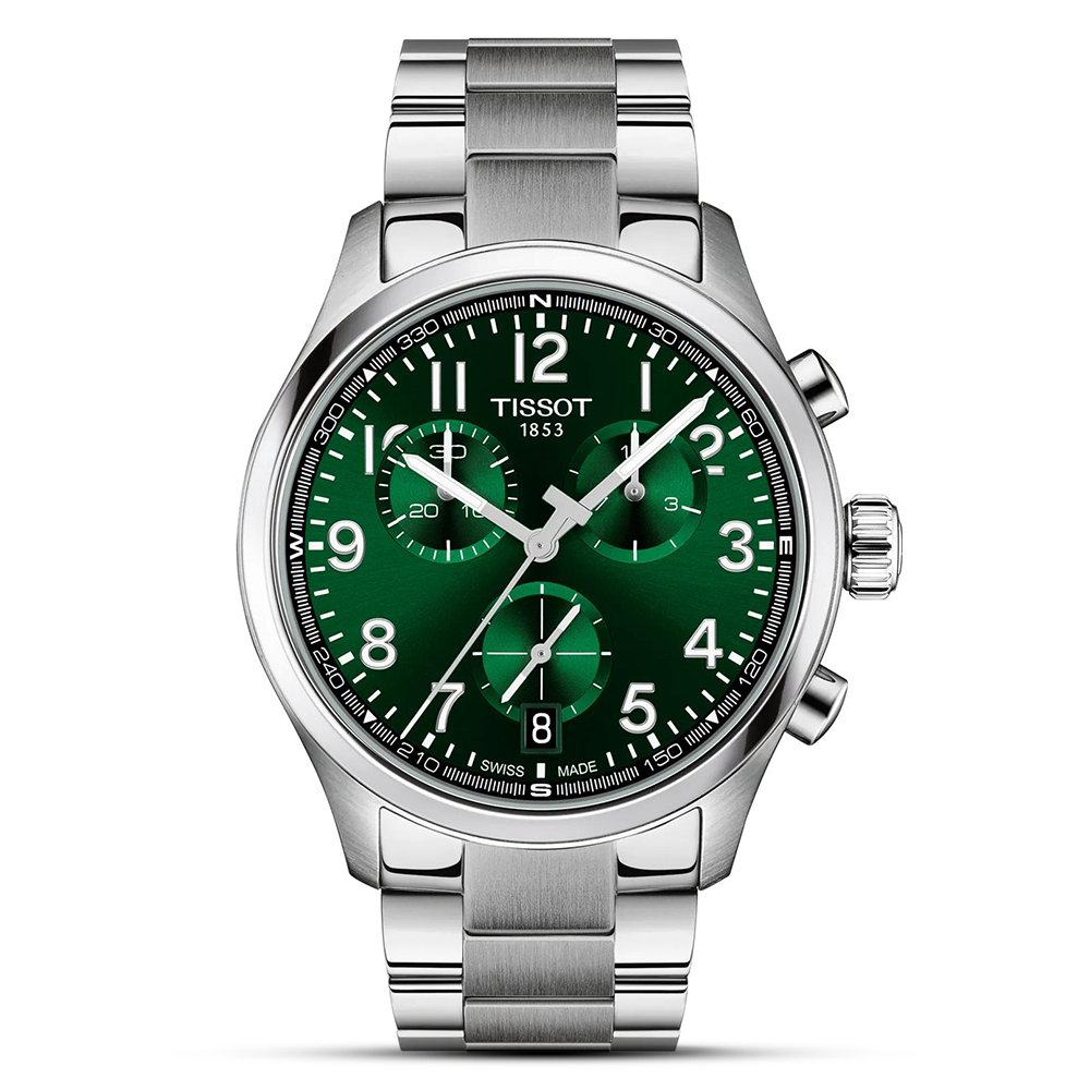 TISSOT CHRONO L GREEN DIAL STAINLESS STEEL WATCH | T116.417.11.092.00