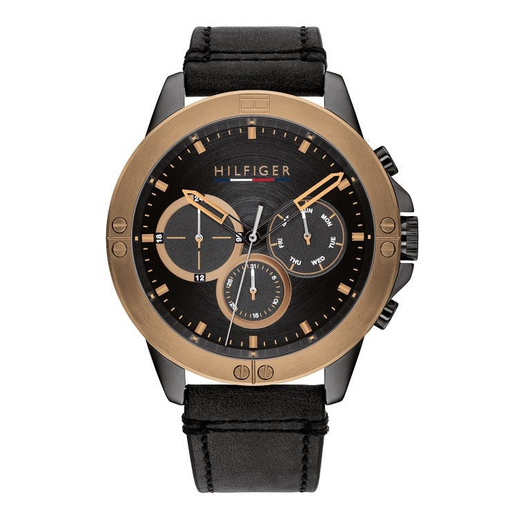 Tommy Hilfiger Black Sunray Leather Strap Analogue Watch TH1791893