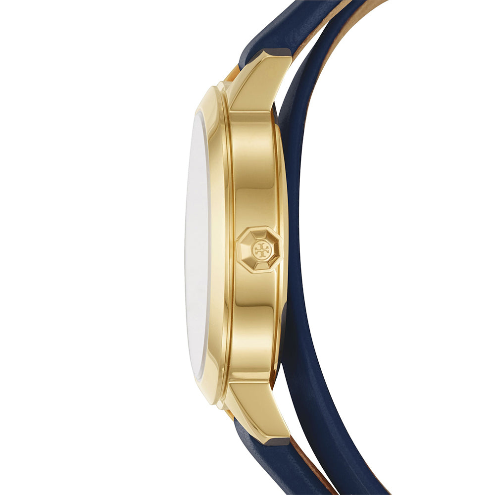 Tory Burch Collins Blue Dial Leather Double Wrap Ladies Watch TBW1303
