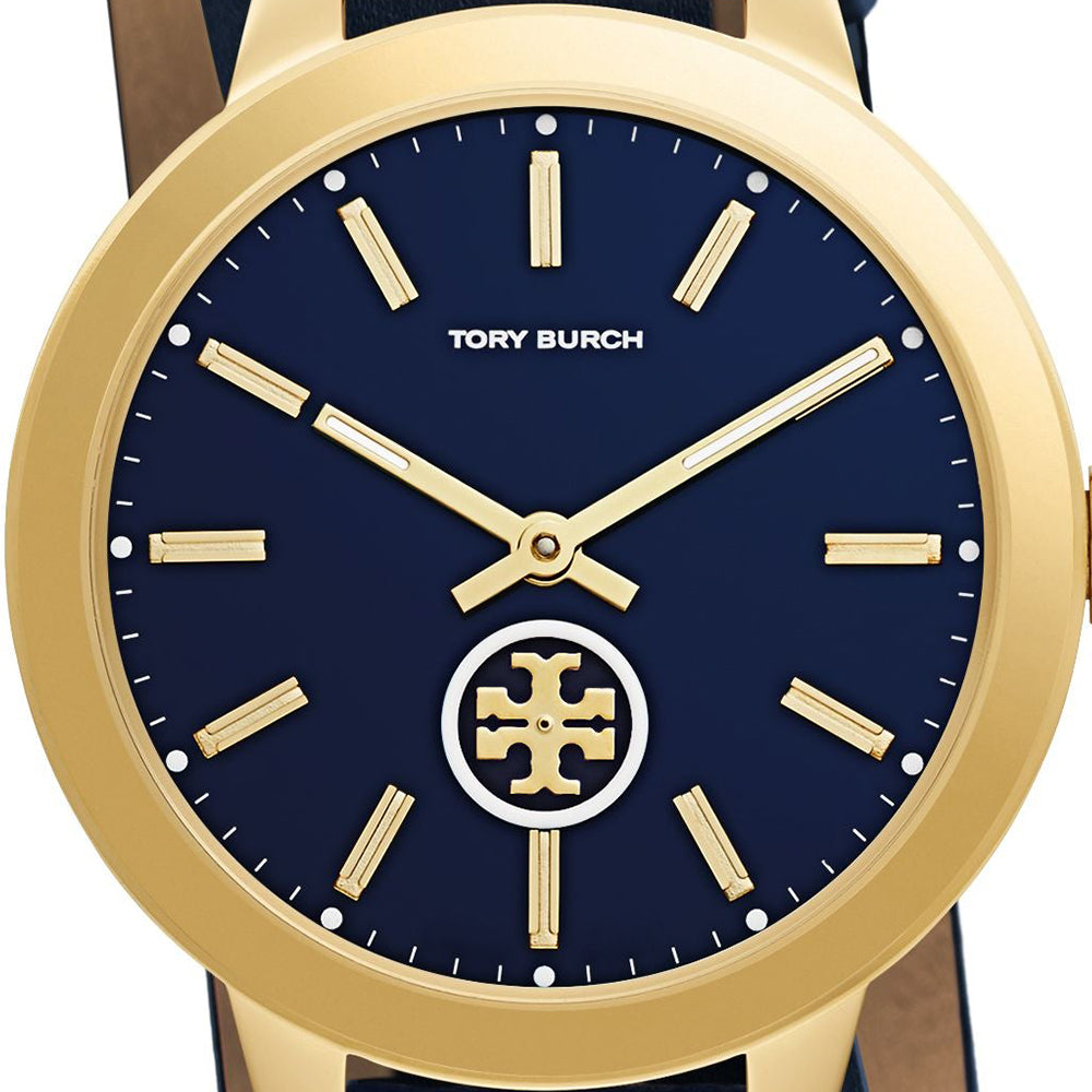 Tory Burch Collins Blue Dial Leather Double Wrap Ladies Watch TBW1303