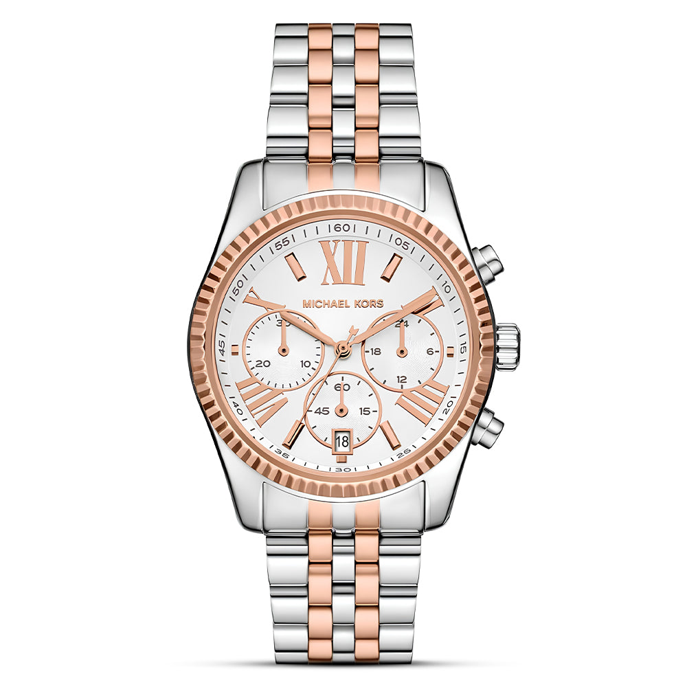 Michael Kors Lexington Two Tone White Dial Women's Watch | MK4985