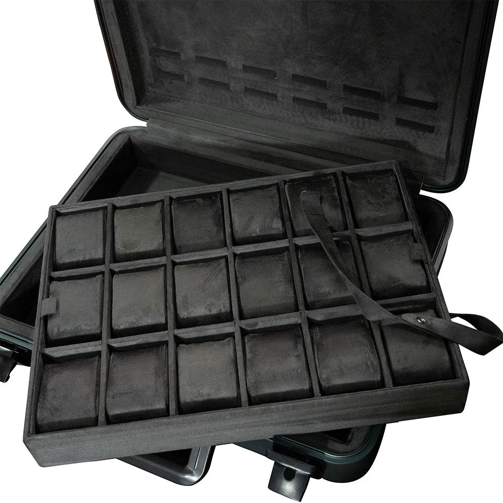 ZEYRON 18 Slots Premium Green Watch Case with Handle-Stylish & Secure Storage