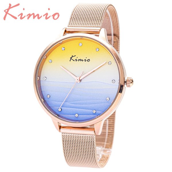 KIMIO Women's Wrist Watch, Model K6409M-CZ1RRB Two-tone dial
