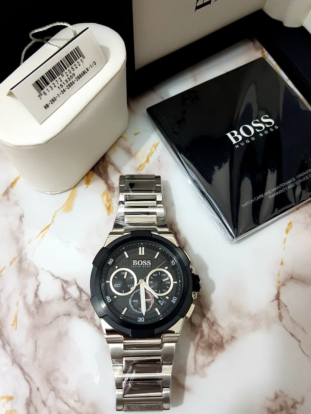 Hugo BOSS 1513359 Supernova, Stainless Steel case and Link Bracelet, Black dial, Quartz Chronograph Movement - Time Access store
