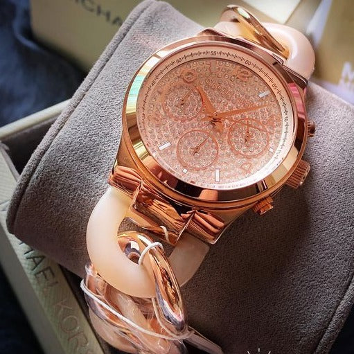 Micheal Kors Runway Twist Rose Dial Ladies Watch| MK4283