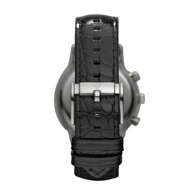 Emporio Armani Two-Hand Black Leather Men's Watch| AR2447