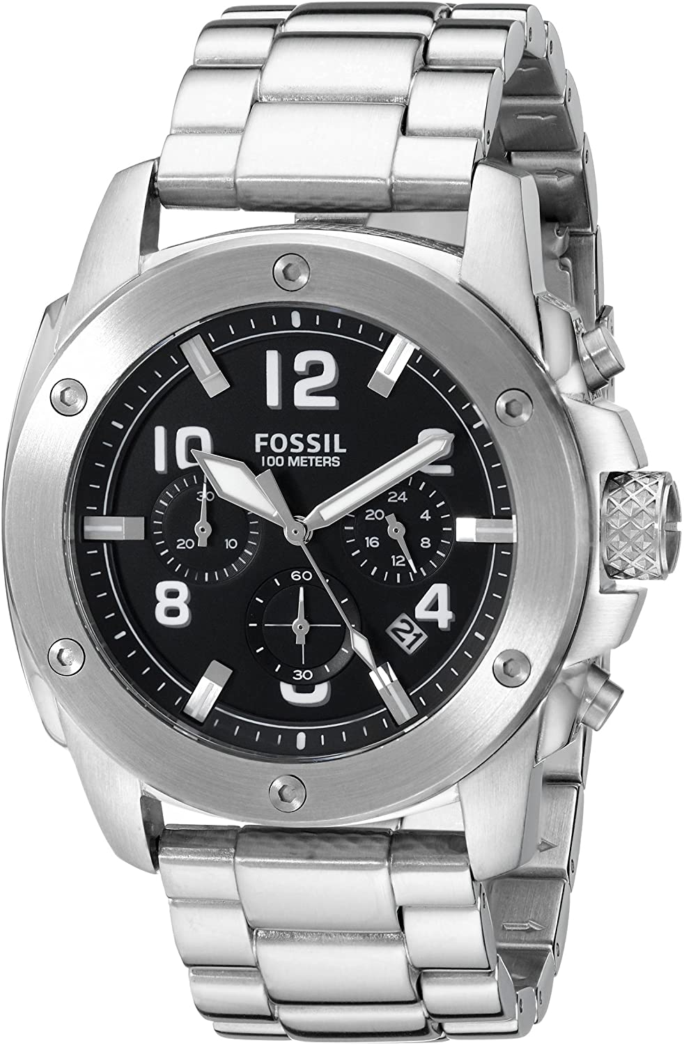 Fossil Men's FS4926 Modern Machine Chronograph Stainless Steel Watch - Silver-Tone - Time Access store