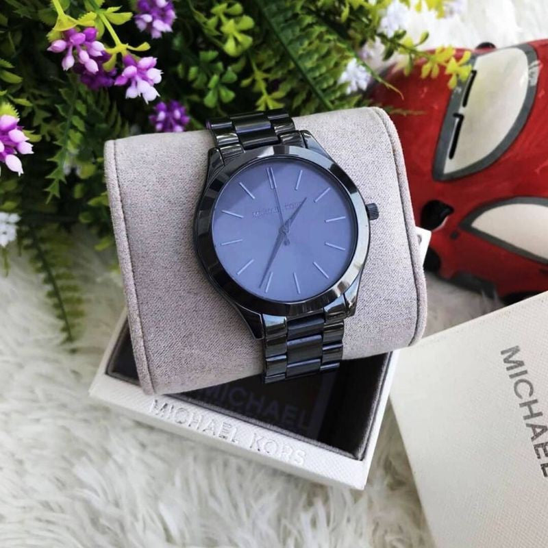 Michael Kors Slim Runway Navy Blue Stainless Steel Analog Quartz Watch - MK3419 - Time Access store