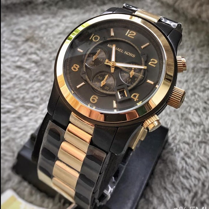 MICHAEL KORS MENS WATCH 2 TONE GOLD GUNMETAL RUNWAY MK8160 - Time Access store