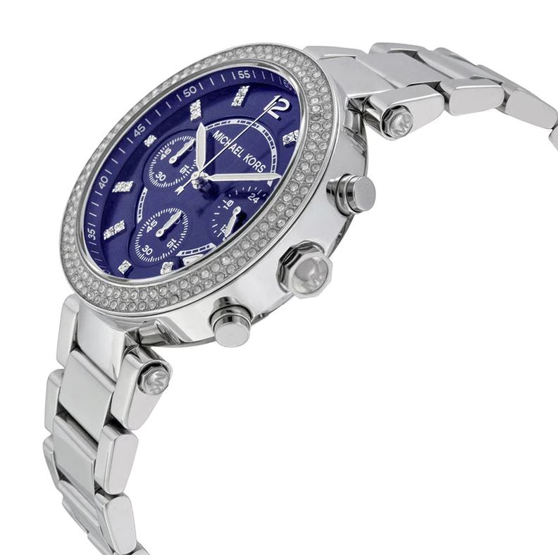 Michael Kors Women's Parker Silver-Tone BLUE DIAL Watch MK6117 - Time Access store