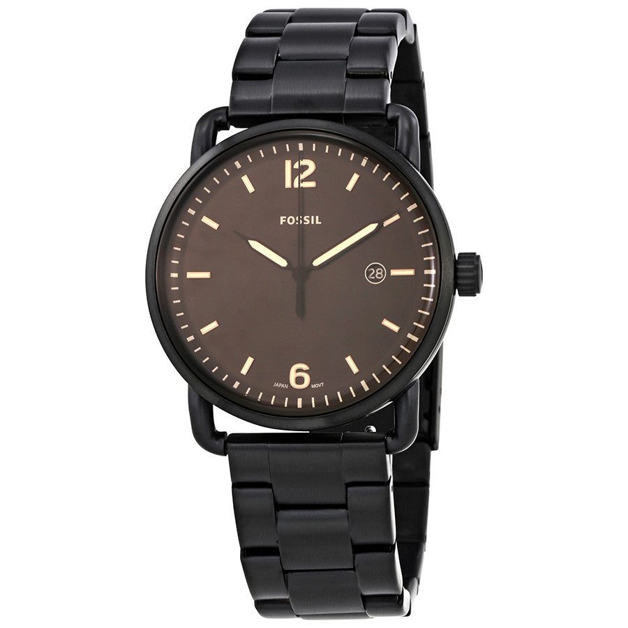 Fossil The Commuter Black Dial Black Leather Strap Watch for Men - FS5406 main image 1