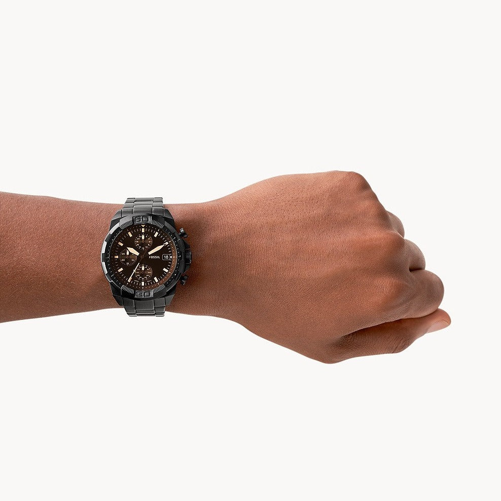 Fossil Bronson Chronograph Black Stainless Steel Men's Watch | FS5851