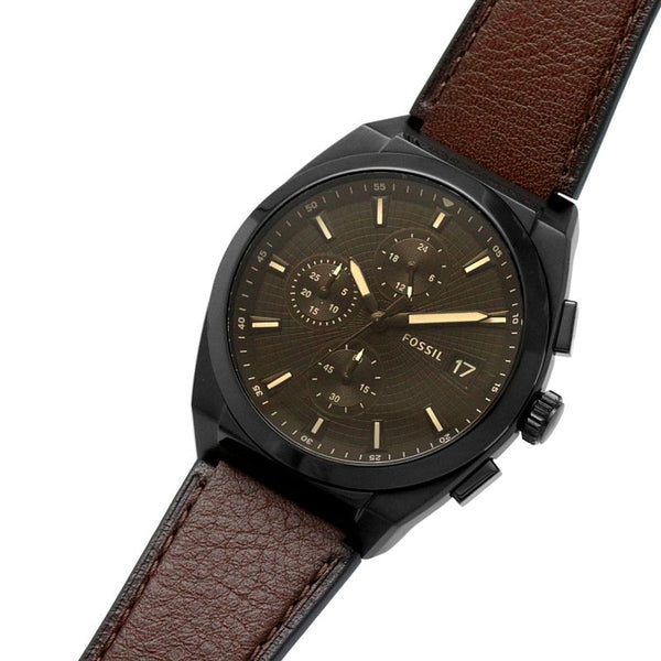 Everett Chronograph Brown Eco Leather Watch - FS5798 - Time Access store