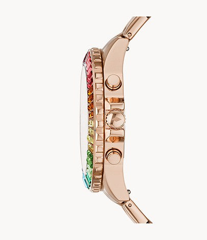 Fossil Limited Edition Garrett Chronograph Rose-Gold-Tone Stainless-Steel Watch - Time Access store