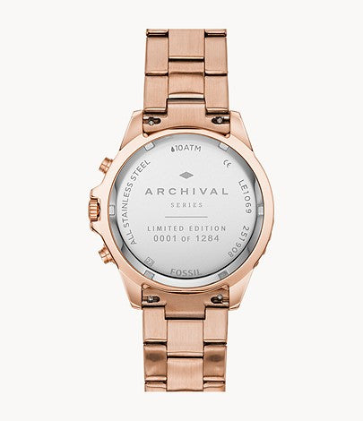 Fossil Limited Edition Garrett Chronograph Rose-Gold-Tone Stainless-Steel Watch - Time Access store