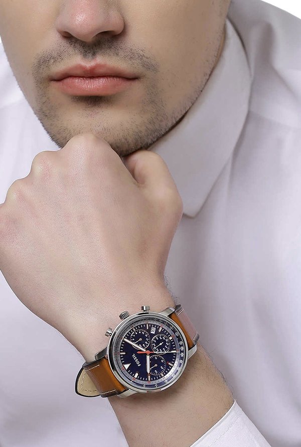 Fossil Men's FS5414 Goodwin Chronograph Light Brown Leather Watch - Time Access store