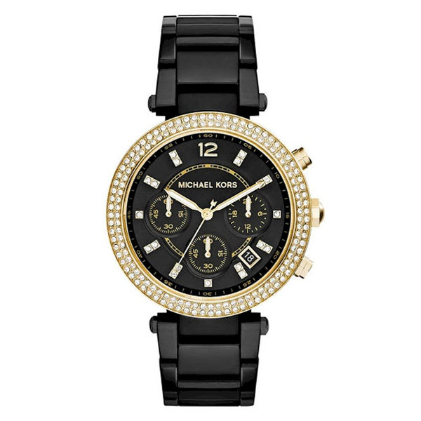 MICHAEL KORS Parker Chronograph Black Ion-plated Ladies Watch - Time Access store