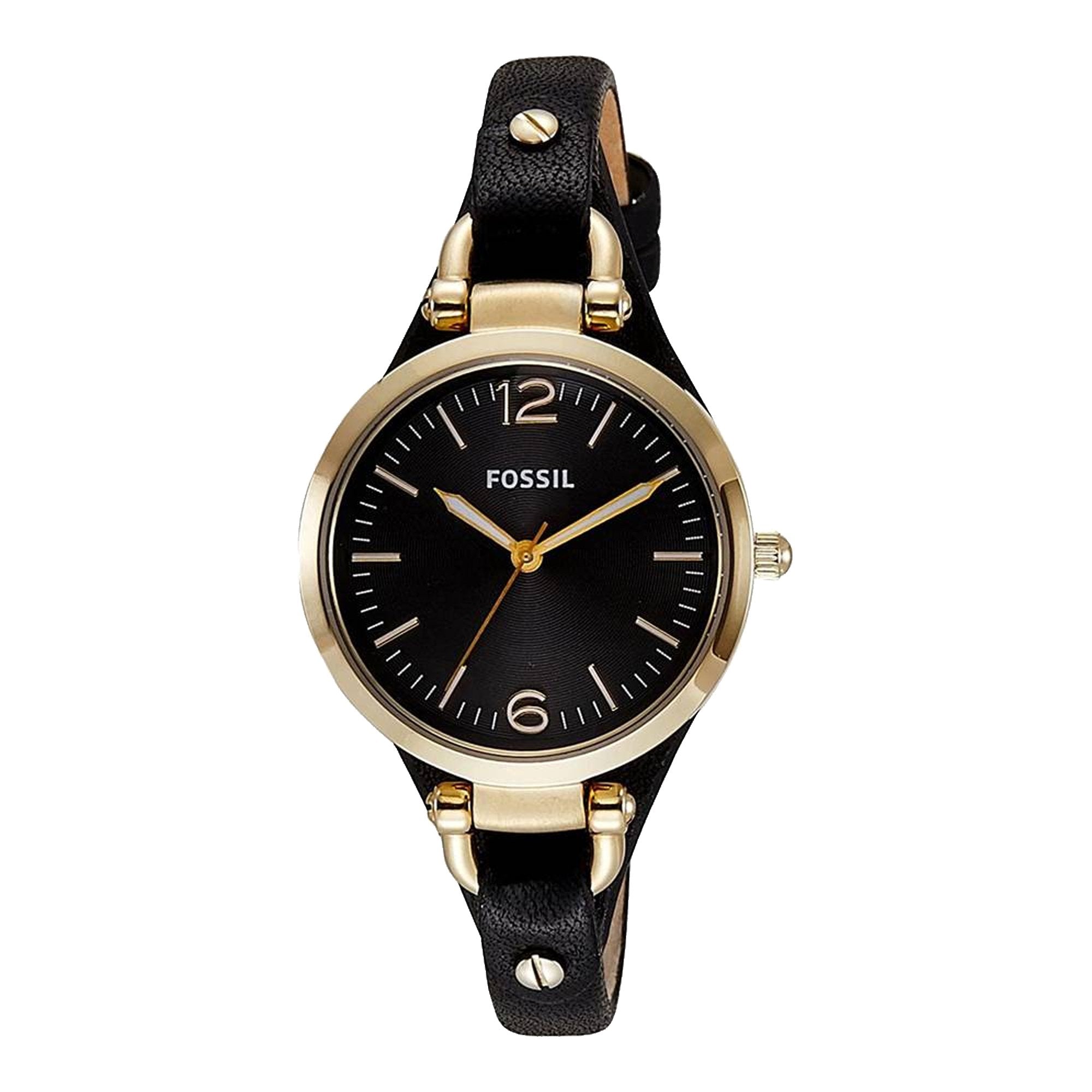 Fossil ES3148 Georgia Mini Three Hand Leather Watch (Black) - Time Access store