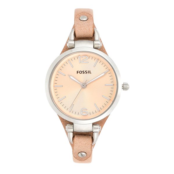 Fossil women's georgia quartz stainless 2025 steel and leather casual watch