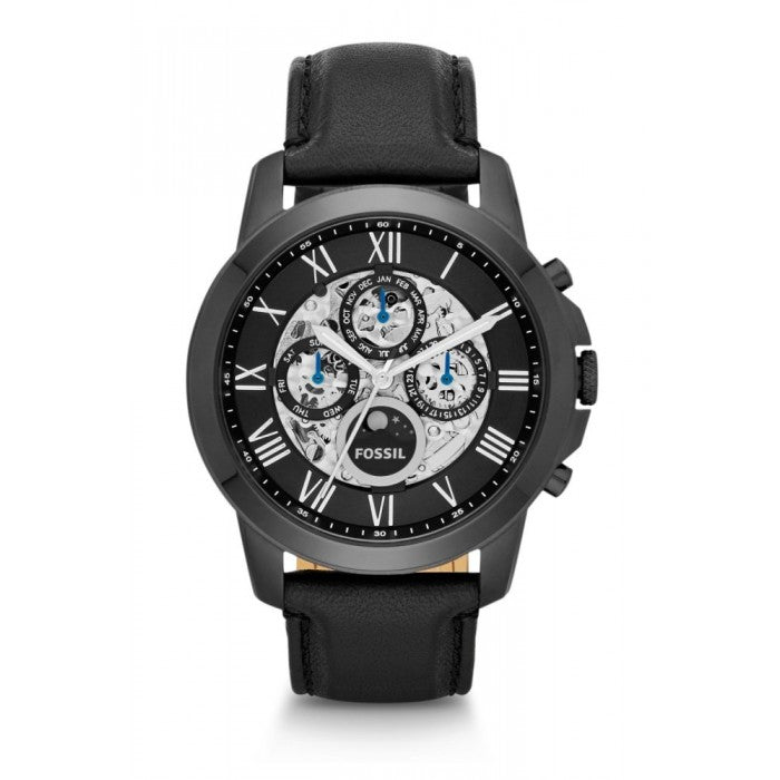 Fossil Men's ME3028 Grant Automatic Self-Wind Leather Watch - Black - Time Access store