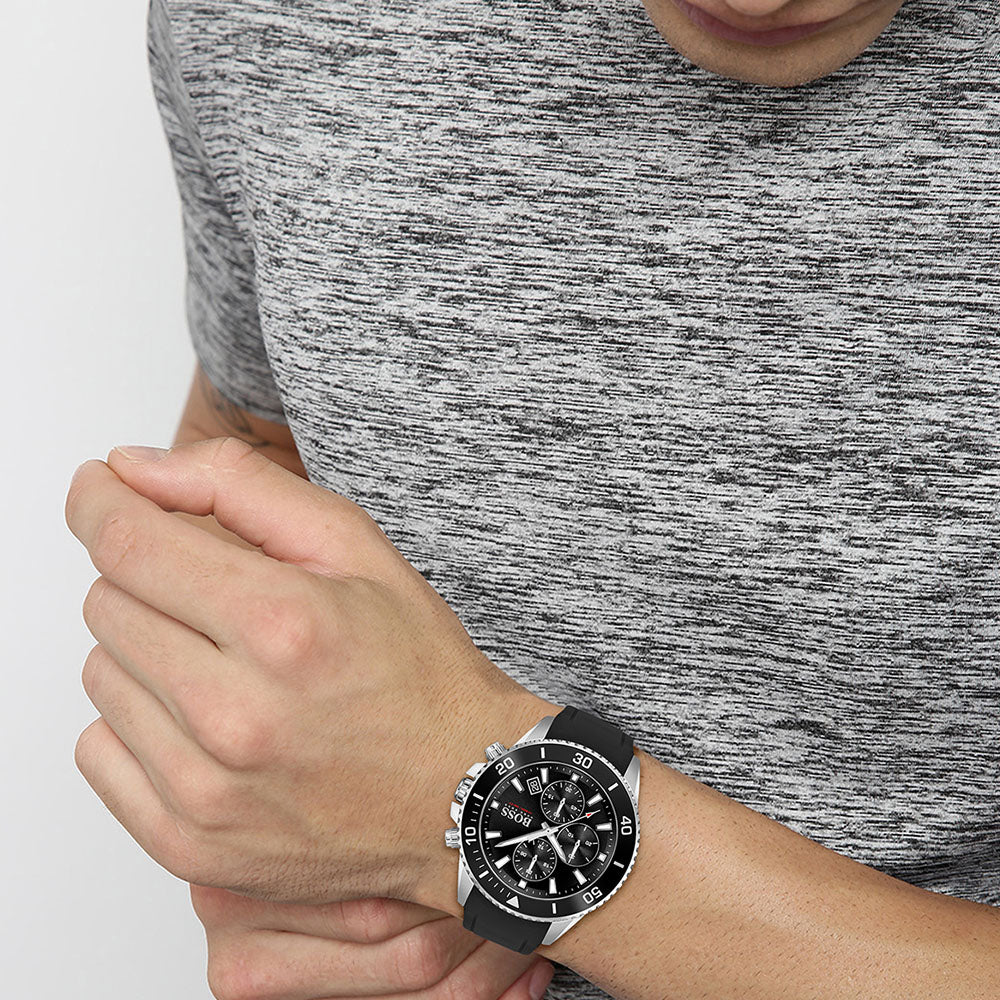 HUGO BOSS Admiral Chronograph BLACK Rubber Strap - Time Access store