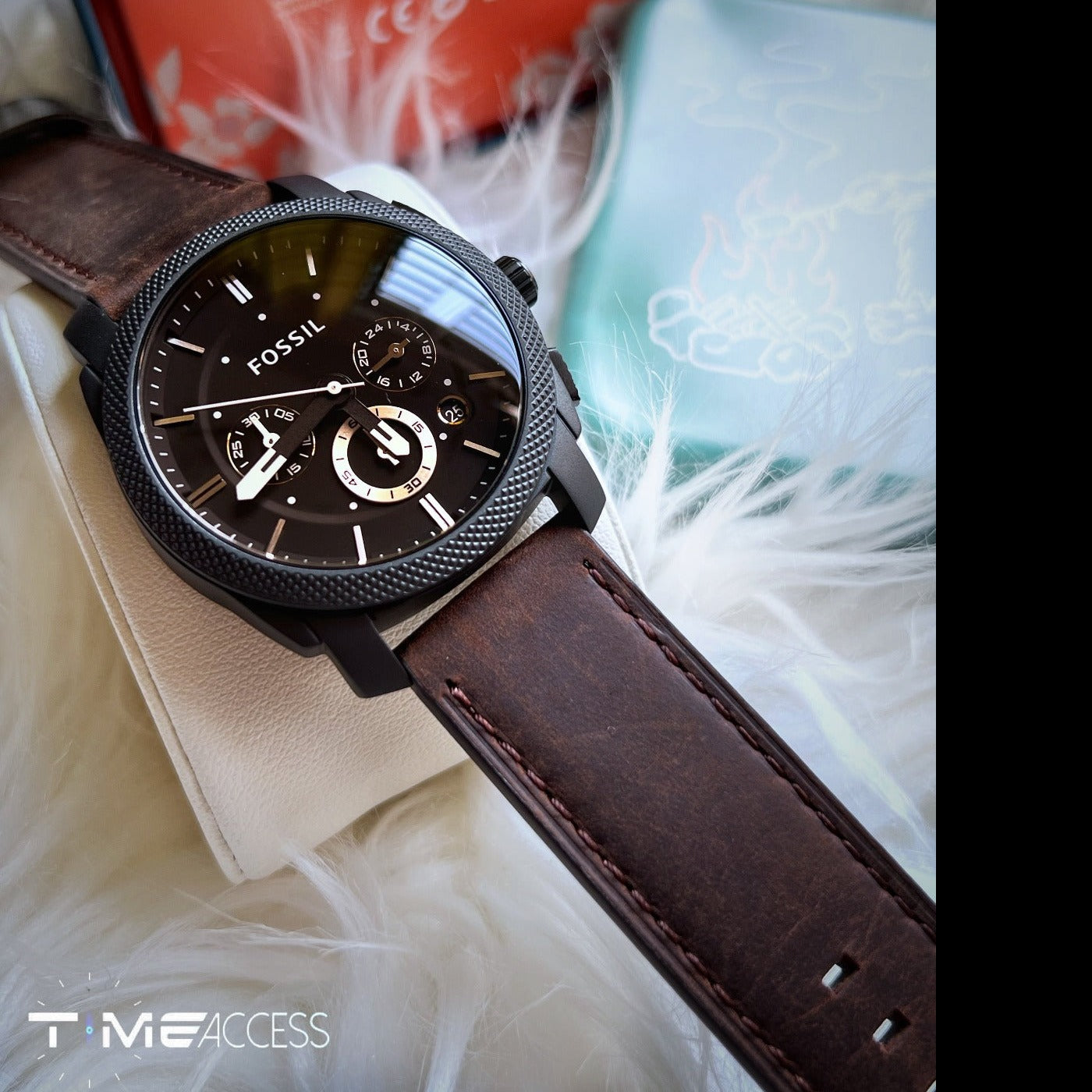 Fossil Mid-Size Chronograph Brown Leather Watch (FS4656) - Time Access store