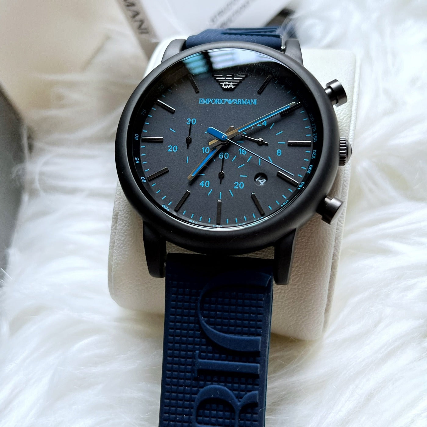 Emporio Armani Luigi Analog Display Blue Silicone Men's Watch| AR11023