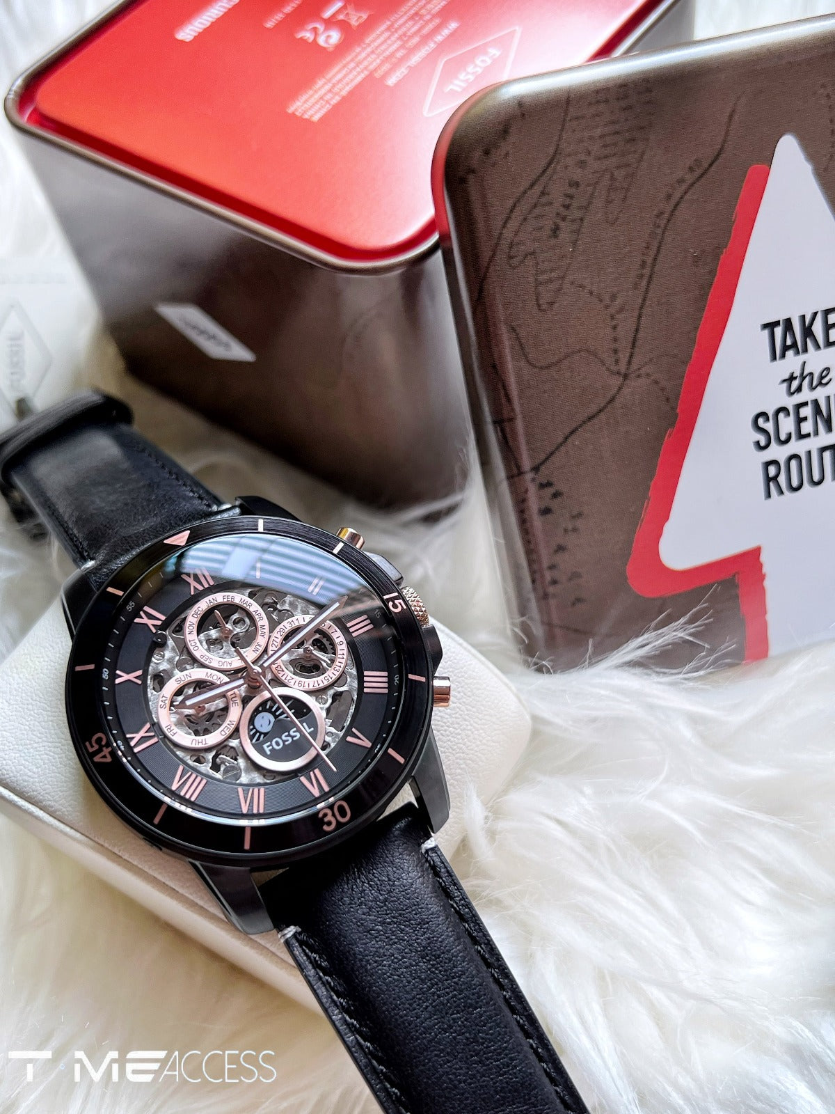 Fossil Men's Grant Sport Automatic Moon phase black watch ME3138 - Time Access store