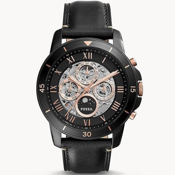 Fossil Men's Grant Sport Automatic Moon phase black watch ME3138 - Time Access store