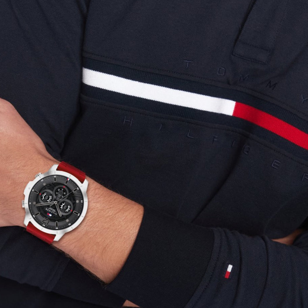 TOMMY HILFIGER LUCA RED SILICONE MEN'S WATCH| TH1710490