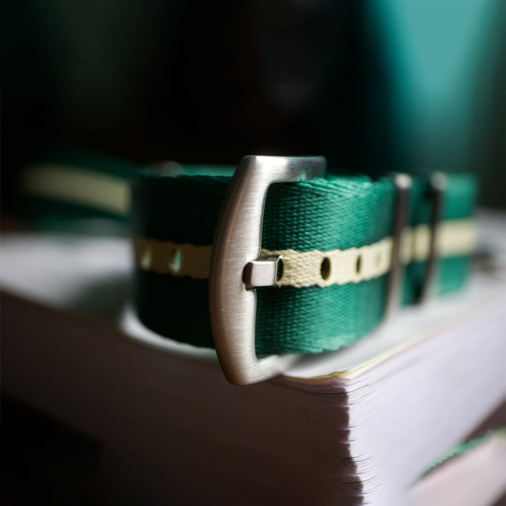 Cavern 22mm Premium Green Beige Nato Watch Strap