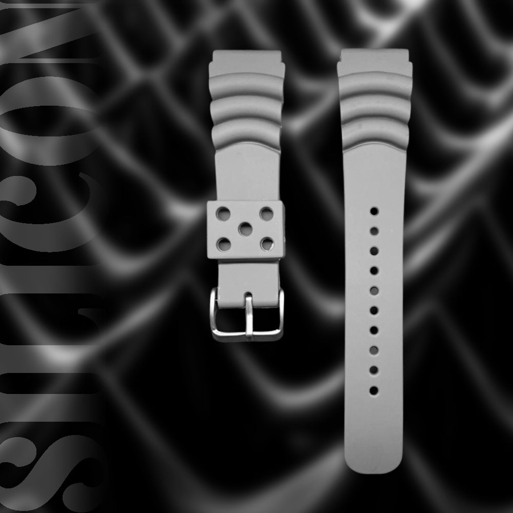 Cavern 22mm Grey Silicone Men's Watch Strap