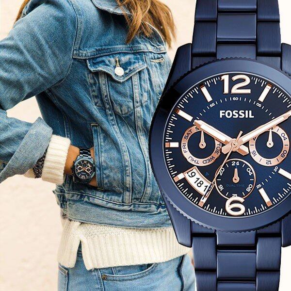 Fossil Blue Chronograph Perfect Boyfriend Women s Watch ES4093