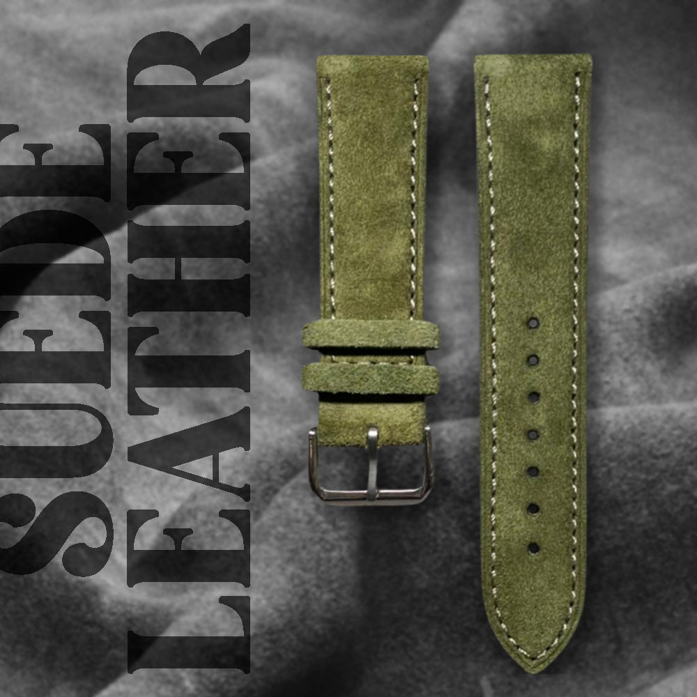 Cavern Suede Olive Green 22mm Leather Strap