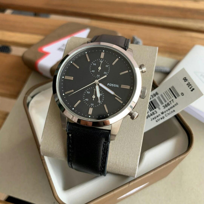 Fossil Townsman Chronograph Black Leather Men's Watch| FS5396