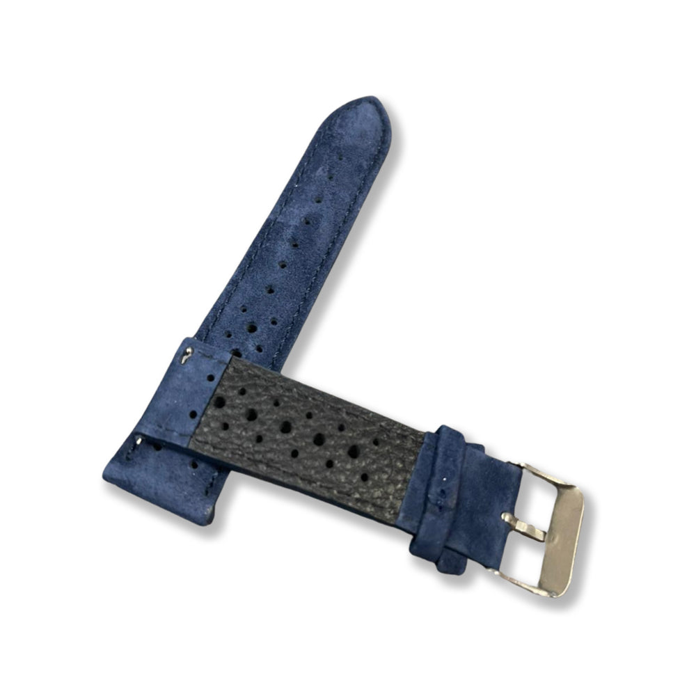 Cavern Perforated Suede Blue 22mm Leather Strap