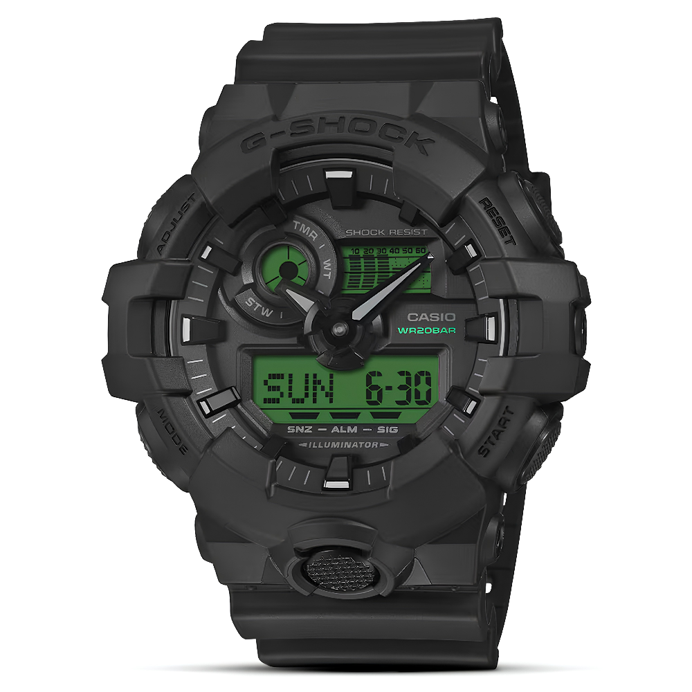 CASIO G-SHOCK ANALOGUE DIGITAL STRAP GREEN DIAL WATCH | GA-700BEG-1ADR