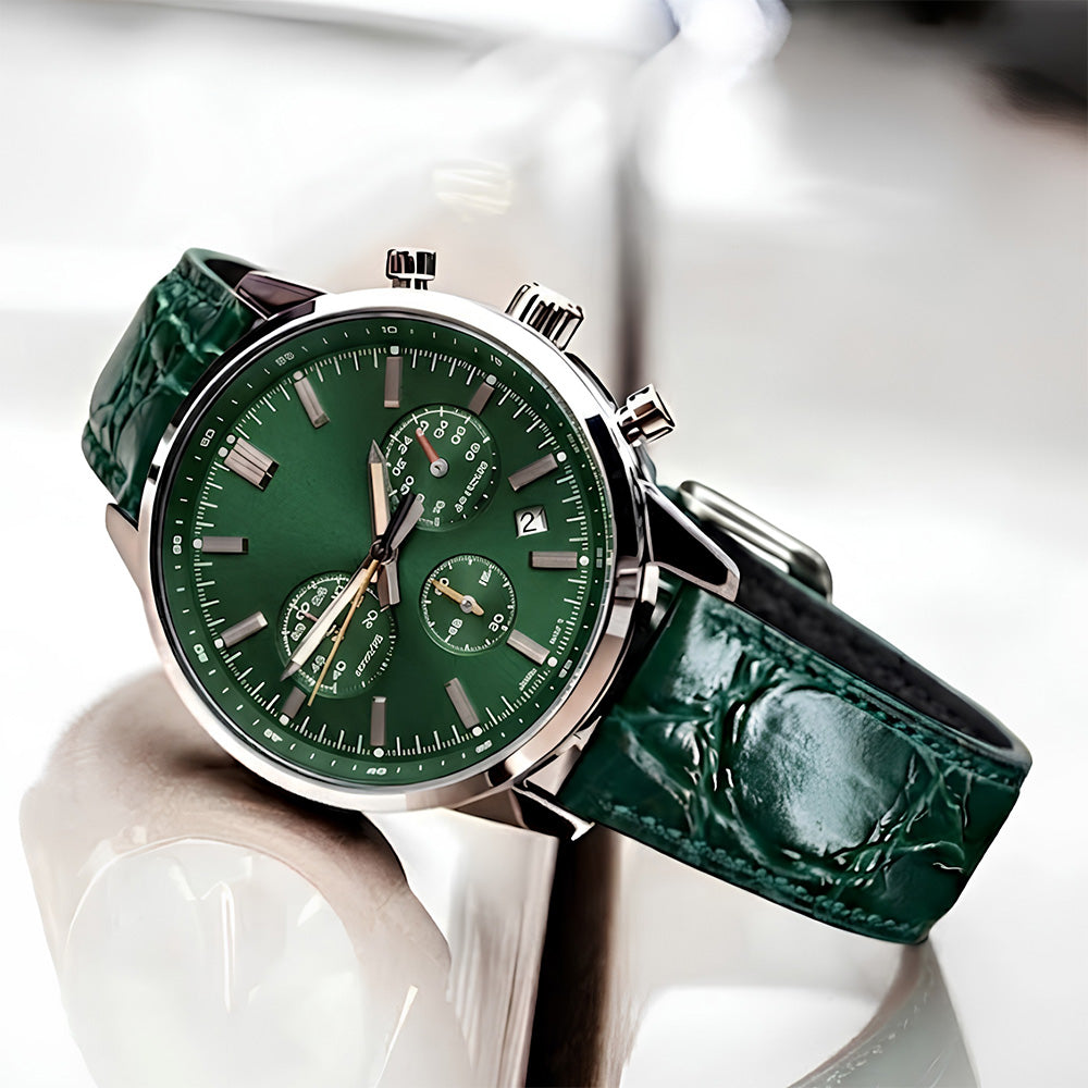 Cavern Premium 22mm Green Crocodile Textured Leather Strap